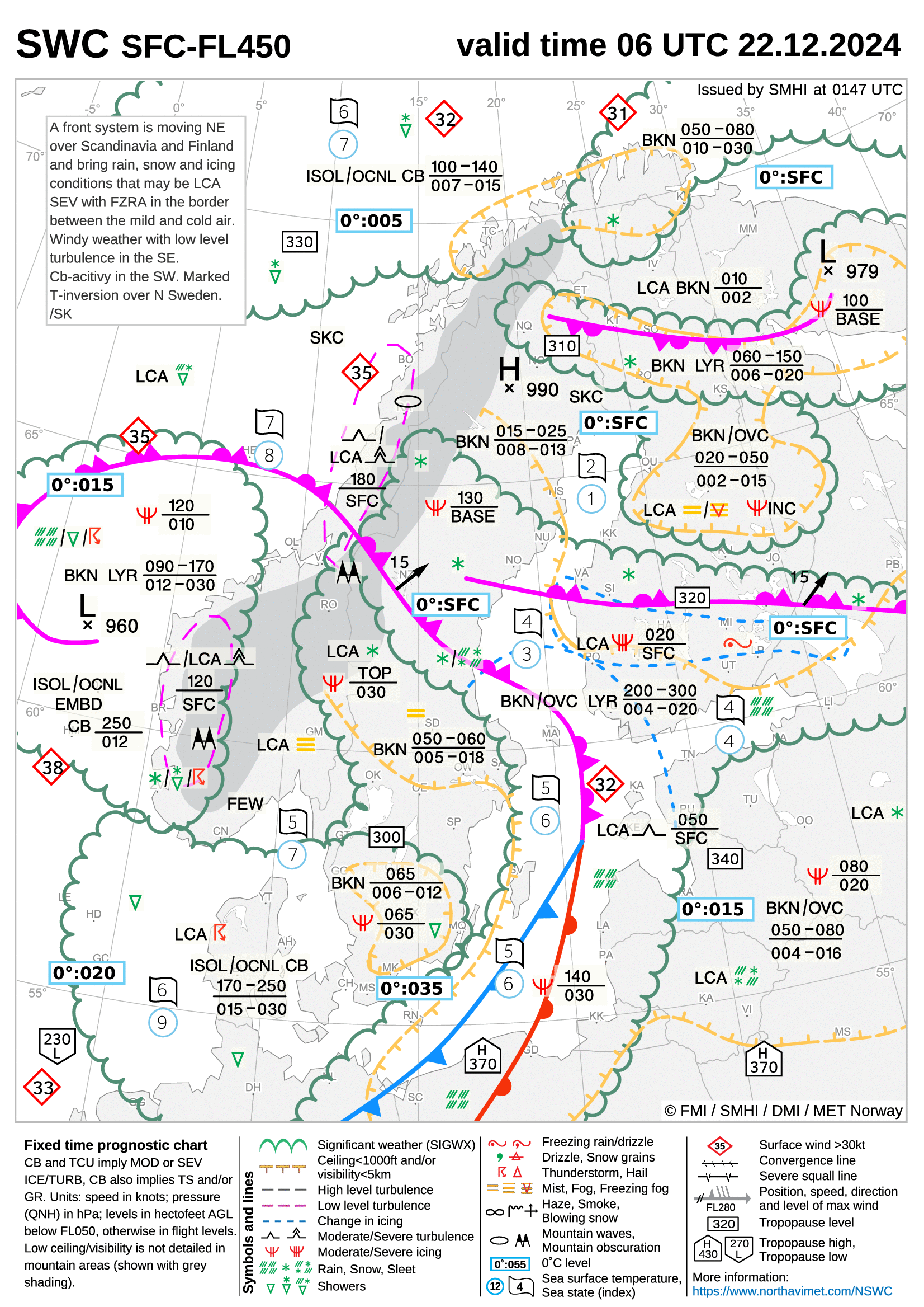 Significant Weather Chart for Scandinavia